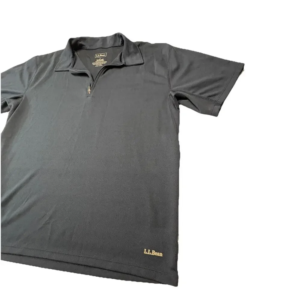 L.L. Bean Men’s 1/4 Zip Short Sleeve Performance Shirt - Navy Blue - Size L - Picture 2 of 9